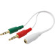 Кабель аудио джек3.5(мама) 4pin- 2x джек3.5(папа) (науш. + моно микр.) Cablexpert [CCA-418W] белый