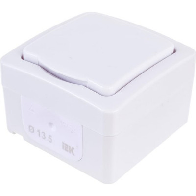 Розетка о/у 2P+E, IP54, IEK ГЕРМЕС PLUS РСб20-3-ГПБб [ERMP12-K01-16-54-EC] белая крышка