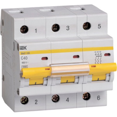 Выключатель автоматический 3п C  40А 10кА, IEK ВА47-100 [MVA40-3-040-C]