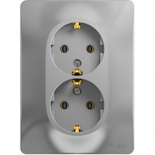 Розетка с/у 2x2P+E 16A, IP20, Schneider Electric Glossa [GSL000324] алюминий