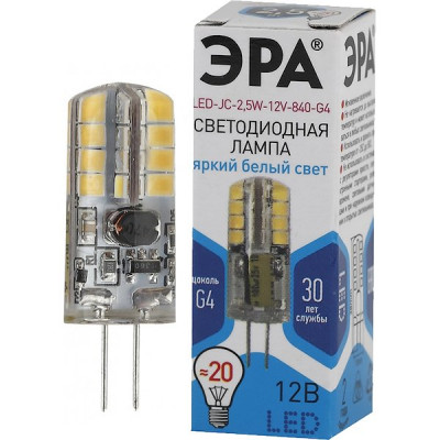 Лампа LED G4, 2.5W/220В, 4000K, 200Лм, ЭРА [LED-JC-2,5W-220V-SLC-840-G4]