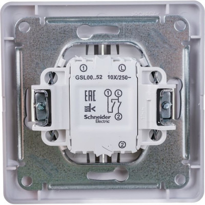 Выключатель с/у 2-кл 10А, IP20, в сборе, Schneider Electric Glossa [GSL000152][15] белый