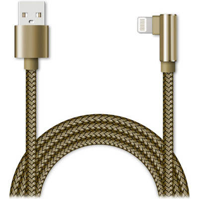 Кабель USB - Lightning, 1.0м, Jet.A [JA-DC45], в оплетке, угловой, QC3.0, 2А, золо