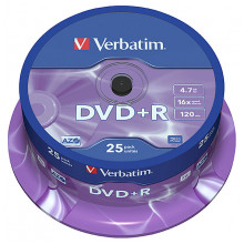 Диск DVD+R 4.7Gb 16x Verbatim #43500 [cake25/200]