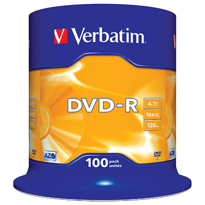 Диск DVD-R 4.7Gb 16x Verbatim #43549 [cake100/400]