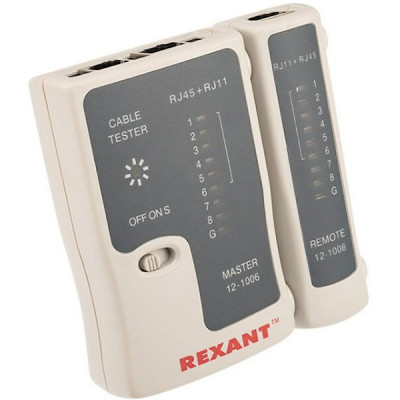 Тестер кабеля REXANT RJ-45+RJ-11 468 [12-1006]