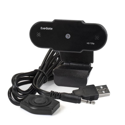 Веб-камера ExeGate BlackView C525 HD Tripod, 1.3Mpix, шторка, микрофон, штатив Flex, USB2.0