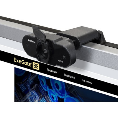 Веб-камера ExeGate BlackView C525 HD Tripod, 1.3Mpix, шторка, микрофон, штатив Flex, USB2.0