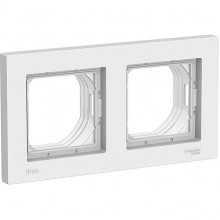 Рамка 2п, IP44, Schneider Electric ATLASDESIGN AQUA [ATN440102] белый, НЕСОВМЕСТИМО С IP20!