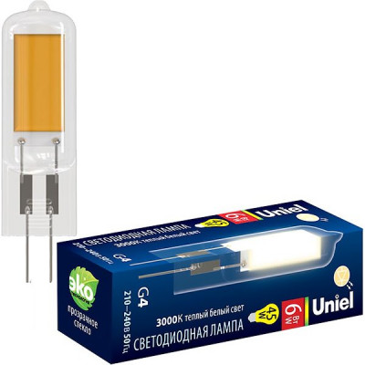 Лампа LED G4, 4W/220В, 3000K, 320Лм, Uniel [LED-JC-220/4W/3000K/G4/CL GLZ08TR]