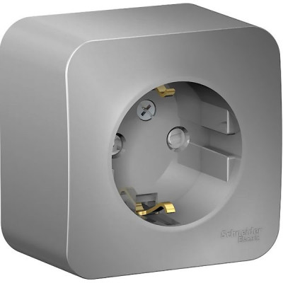 Розетка о/у 2P+E 16А, со шторками, изол.пл., Schneider Electric Blanca [BLNRA011113] алюминий