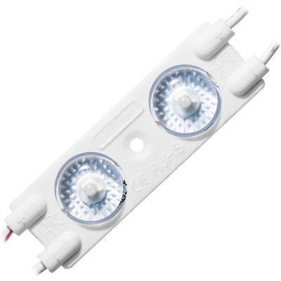 Модуль LED 2xSMD2835 линза 170°, 12В, 1W, 90Лм, 7000-8000К, 55.3*17.7*7.7мм, через 210мм, ELF VIVO+