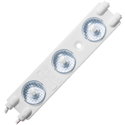 Модуль LED 3xSMD2835 линза 170°, 12В, 1.5W, 135Лм, 6500K, 79*17.7*7.7мм, через 255мм, ELF VIVO+
