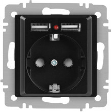 Розетка с/у 2P+E 16А, IP20, со шторками +2xUSB, Intro Accent [6-410-05] антрацит