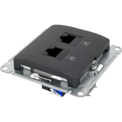 Розетка с/у компьютерная 2xRJ45, IP20, Schneider Electric Glossa [GSL000785KK] антрацит