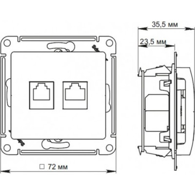 Розетка с/у компьютерная 2xRJ45, IP20, Schneider Electric Glossa [GSL000785KK] антрацит
