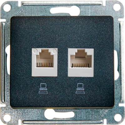 Розетка с/у компьютерная 2xRJ45, IP20, Schneider Electric Glossa [GSL000785KK] антрацит