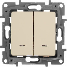 Выключатель с/у 2-кл 10A, IP20, с подсветкой, Legrand Etika [672304] сл. кость
