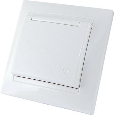 Розетка с/у 2P+E 16A, со шторками, с крышкой, IP44, TDM Лама [SQ1815-0014] белая
