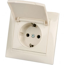 Розетка с/у 2P+E 16A, с крышкой, IP44, TDM Лама [SQ1815-0126] сл. кость