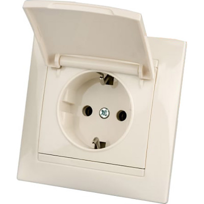Розетка с/у 2P+E 16A, с крышкой, IP44, TDM Лама [SQ1815-0126] сл. кость