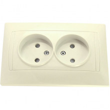 Розетка с/у 2x2P 10A, со шторками, TDM Лама [SQ1815-0112] сл. кость
