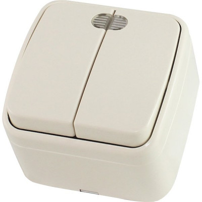 Выключатель о/у 2-кл 10А, с подсветкой, IP20, Народная Дача [SQ1824-0017] сл. кость
