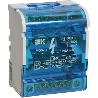 Шины на DIN-рейку в корпусе (кросс-модуль) 4х 7 3L+PEN, 100А, IEK [YND10-4-07-100]