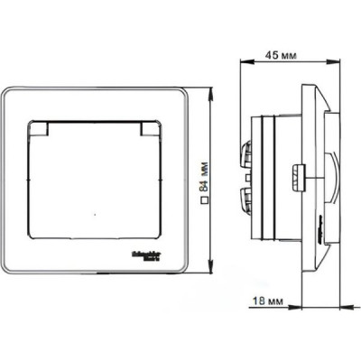 Розетка с/у 2P+E 16А, IP44, с крышкой/шторками, Schneider Electric Glossa [GSL000748] антрацит
