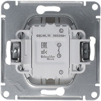 Выключатель с/у 1-кл 10А, IP20, Schneider Electric Glossa [GSL001211] платина