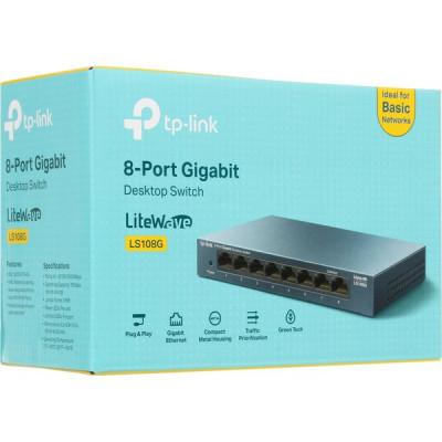 Коммутатор TP-LINK LS108G 8 портов Ethernet 10/100/1000 Мбит/сек неуправляемый