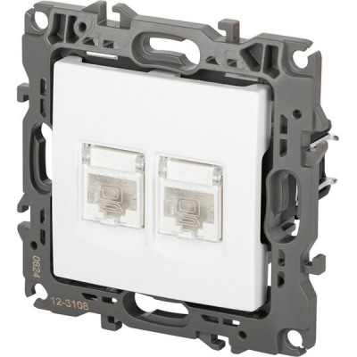Розетка с/у компьютерная 2xRJ45, ЭРА12 [12-3108-01М][10] белый матовый