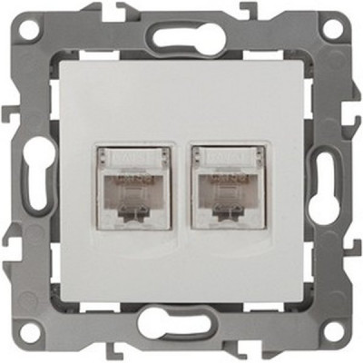 Розетка с/у компьютерная 2xRJ45, ЭРА12 [12-3108-01М][10] белый матовый