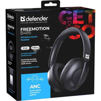 Гарнитура Defender B485 FreeMotion, черный, ANC, Bluetooth [63485]