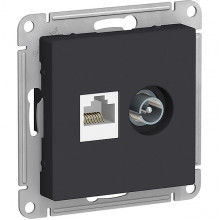 Розетка с/у TV+RJ45 5e, IP20, Schneider Electric ATLASDESIGN [ATN001089] карбон