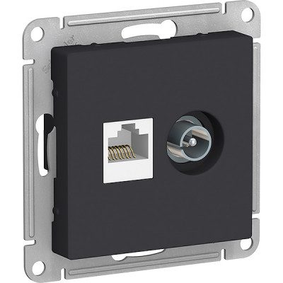 Розетка с/у TV+RJ45 5e, IP20, Schneider Electric ATLASDESIGN [ATN001089] карбон