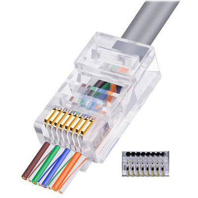 Коннектор RJ-45 сквозной 8p8c кат.5e Amatek AVC-RJ45-MPT [100шт]