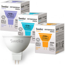 Лампа LED GU5.3/MR16 софит, 12W, 6500K, 1080Лм, Sweko [42LED-MR16-12W-230-6500K-GU5,3]