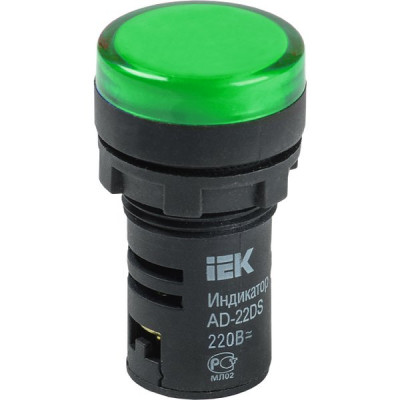 Лампа сигнальная AD22DS LED матрица d22мм 230В, IEK [BLS10-ADDS-230-K06] зеленый