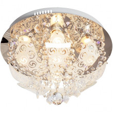Люстра потолочная 5*E27*40W, хрусталь, d380*240, планка, ПДУ,ЭС [10253/4+1CR RC RBPLED] хром