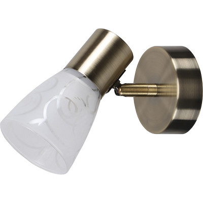 Бра 1*E14*60W, стекло, 390*100*180, ЭС [20786/1wAB WT] античная бронза+белый
