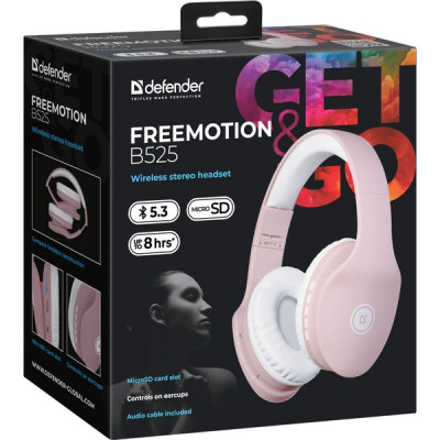 Гарнитура Defender B525 FreeMotion, розовый+белый, Bluetooth [63528]
