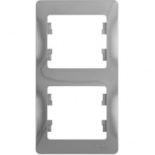 Рамка 2п, IP20, вертикальная, Schneider Electric Glossa [GSL000306] алюминий
