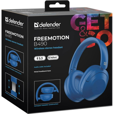 Гарнитура Defender B490 FreeMotion, синий, Bluetooth [63491]