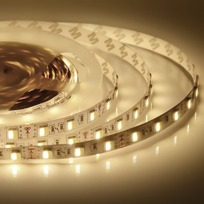 Лента LED 12В IP20 SMD5050  60/м, б/хол, 14.4Вт/м+б/теп, 700Лм/м, 5м/ц.1м, Apeyron [00-116]