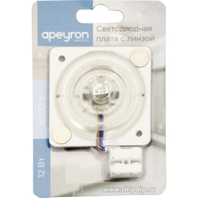 Плата светодиодная прямоугольная с линзой, 12W, 6500K, 960Лм, IP20, 63*63мм, Apeyron [02-14]