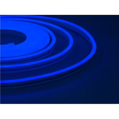 Гибкий неон 12В 6*12, 9Вт/м, синий, шаг реза 10мм, цена за 1м [ELF-pvcNL6-side-in-1cm-B]