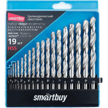 Набор сверл по металлу 19 предметов, 1-10 мм, шаг 0.5 мм, HRC62, SmartBuy [SBT-SDM-1]