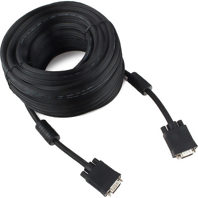 Кабель VGA 15M/15M 20,0м Premium тройной экран, феррит.кольца, черный Cablexpert [CC-PPVGA-20M-B]