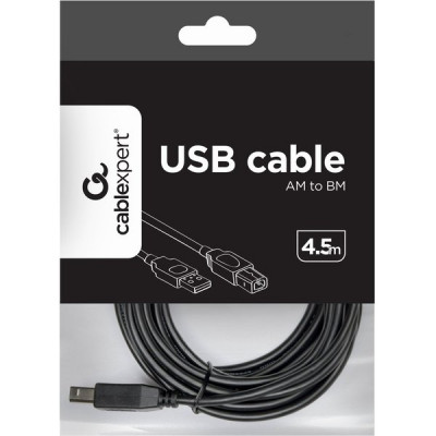 Кабель USB2.0 AM - BM, 4.5м, экран, Cablexpert [CCP-USB2-AMBM-15] черный